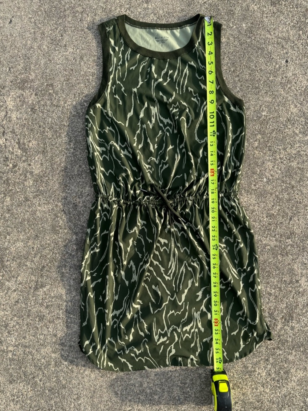 Athleta Rincon Olive Green Abstract Printed Sleeveless Athletic Tank Dress S - Picture 7 of 10